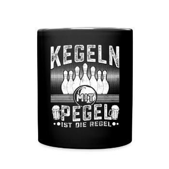 Kegeln mit Pegel ist die Regel Sportkegler - Tasse einfarbig - Schwarz - Vorne