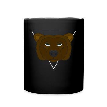 Grizzly Bärenmotiv Portrait mit Bär - Tasse einfarbig - Schwarz - Vorne