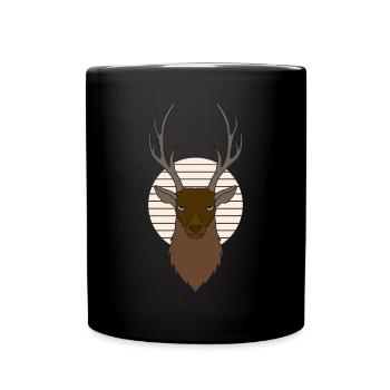 Rothirsch Geweih mit Hirschgeweih - Tasse einfarbig - Schwarz - Vorne
