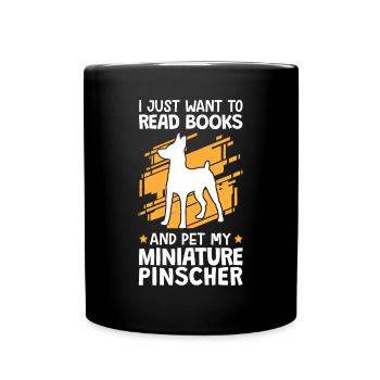Coup de Pinscher nain et lecture de Pinscher - Mug uni - noir - Devant