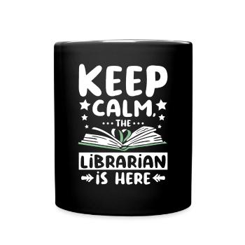 Keep calm the librarian is here - Tasse einfarbig - Schwarz - Vorne