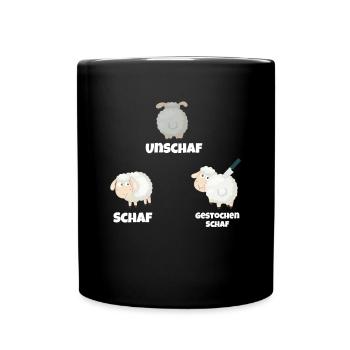 Fotografie: Schafe ohne Schafe, gestochen - Tasse einfarbig - Schwarz - Vorne