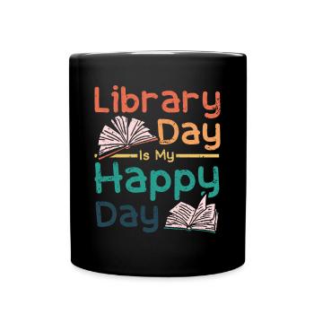 Le jour de la bibliothèque est mon jour heureux - Mug uni - noir - Devant