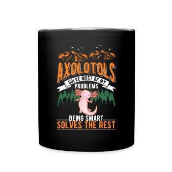 Axolotl Geschenk Schwanzlurch - Tasse einfarbig - Schwarz - Vorne
