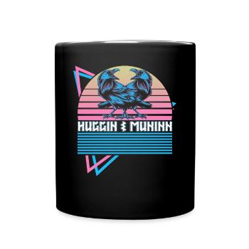 Huginn und Muninn Nordischer Rabe Nordische Mythol - Tasse einfarbig - Schwarz - Vorne