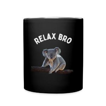 Koala. Relax Bro - Tasse einfarbig - Schwarz - Vorne