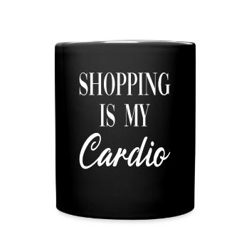 Shopping is my Cardio für die Mama und Mutter - Tasse einfarbig - Schwarz - Vorne