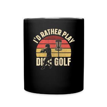 Retro Sunset Je préfère jouer au Disc Golf - Mug uni - noir - Devant