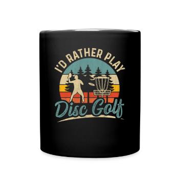 Retro Sunset Je préfère jouer au Disc Golf - Mug uni - noir - Devant