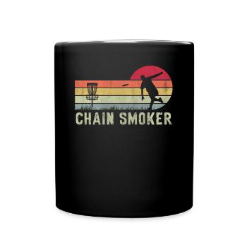 Retro Sunset Chain Smoker Disc Golf - Full Colour Mug - black - Front