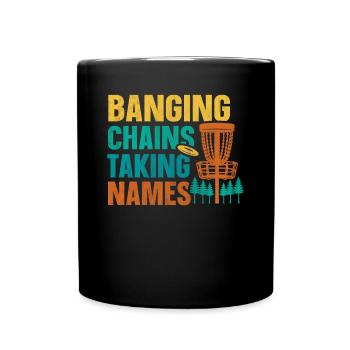 Retro Sunset Banging Chains prend des noms Disc Golf - Mug uni - noir - Devant