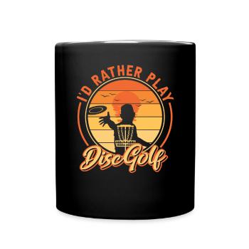Retro Sunset Je préfère jouer au Disc Golf - Mug uni - noir - Devant