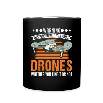 Drohne Geschenk Quadrocopter Drohnenpilot - Tasse einfarbig - Schwarz - Vorne