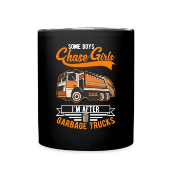 Müllmann Gift Garbage Collection Garbage Truck - Full Colour Mug - black - Front