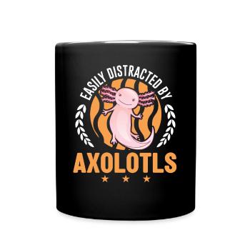 Easily distracted by Axolotls Tail Luch - Full Colour Mug - black - Front