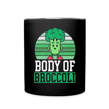 Body By Broccoli Vegetable Vegan Broccoholic - Full Colour Mug - black - Front