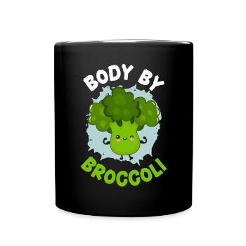 Body By Brokkoli Gemüse Vegan Broccoholic - Tasse einfarbig - Schwarz - Vorne