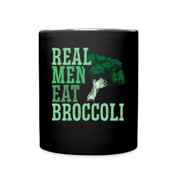 Echte Männer essen Brokkoli Broccoholic Gemüse Vegan - Tasse einfarbig - Schwarz - Vorne