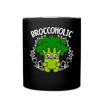 Broccoholic Gemüse Vegetarischer veganer Brokkoli - Tasse einfarbig - Schwarz - Vorne