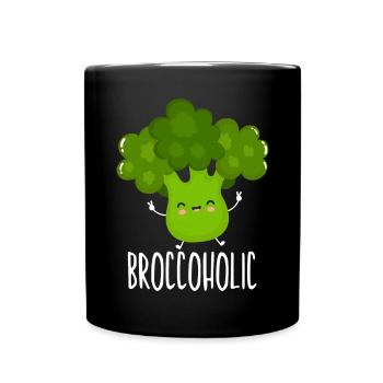Broccoholic Gemüse Vegetarischer veganer Brokkoli - Tasse einfarbig - Schwarz - Vorne