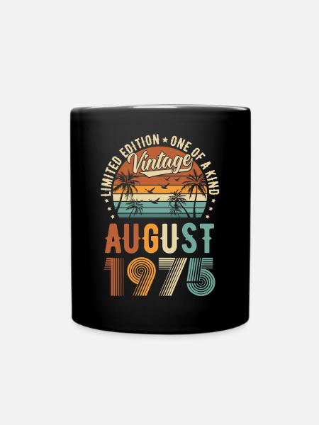 Limited Edition August 1975 Geburtstag Geschenk - Ensfarvet krus - sort