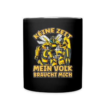 Keine Zeit Mein Volk braucht mich Imker Bienen - Tasse einfarbig - Schwarz - Vorne