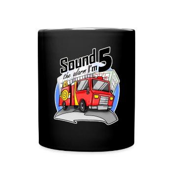 5 ans Jeune camion de pompiers voiture - Mug uni - noir - Devant