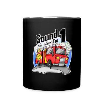 Bébé 1 an Jeune camion de pompiers Voiture - Mug uni - noir - Devant