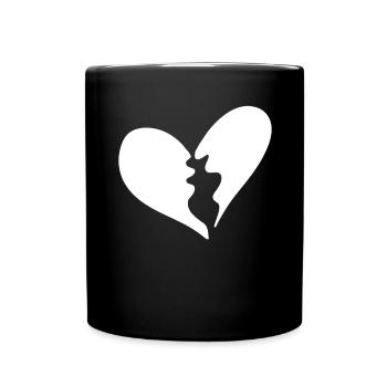 Gebrochenes Herz - Tasse einfarbig - Schwarz - Vorne