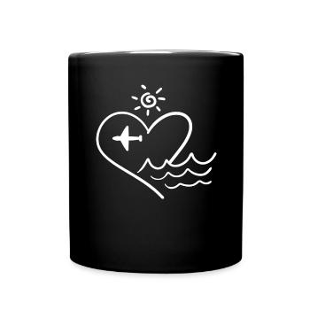 Avion Coeur Amour Vacances Pilote Avions - Mug uni - noir - Devant