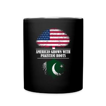 American Grown with Pakistani Roots flag - Full Colour Mug - black - Front