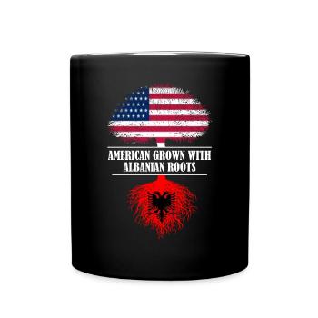 Américain cultivé avec le drapeau des racines albanaises - Mug uni - noir - Devant
