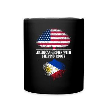 American grown with filipino roots Philippines - Full Colour Mug - black - Front