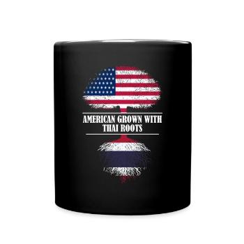 American grown with thai roots Thailand - Full Colour Mug - black - Front