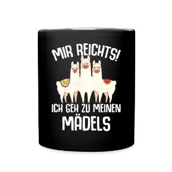 Alpaka Lama Damen Kinder Mädchen Alpakas - Tasse einfarbig - Schwarz - Vorne