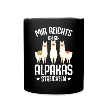 Alpaka Lama Kinder Mädchen Damen Alpakas - Tasse einfarbig - Schwarz - Vorne