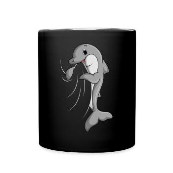 Delfine Kinder Mädchen Jungen Delfin - Tasse einfarbig - Schwarz - Vorne