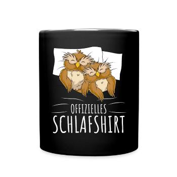 Eulen Offizielles Schlafshirt Eule - Tasse einfarbig - Schwarz - Vorne