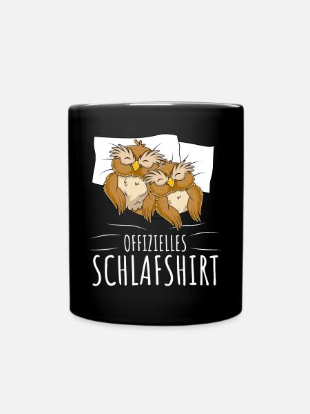 Eulen Offizielles Schlafshirt Eule - Tasse einfarbig - Schwarz