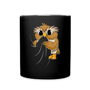 Eulen Liebhaber Kinder Damen Mädchen Eule - Tasse einfarbig - Schwarz - Vorne