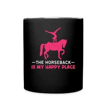 Voltigieren The Horseback Is My Happy Place - Tasse einfarbig - Schwarz - Vorne