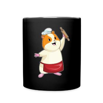 Hamster as a baker with rolling pin - Full Colour Mug - black - Front