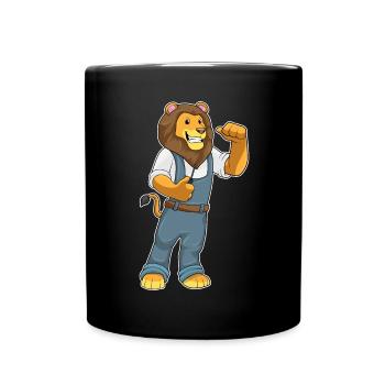 Lion Mechanic Screwdriver Workshop - Full Colour Mug - black - Front