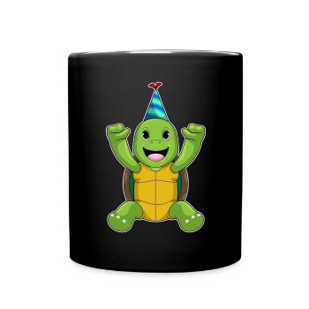 Chapeau d’anniversaire de la tortue - Mug uni - noir - Devant