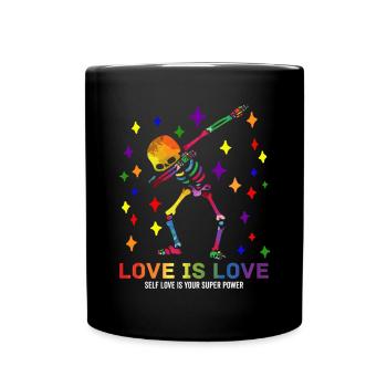 LGBT LGBTQ Dabbing Skeleton - Full Colour Mug - black - Front