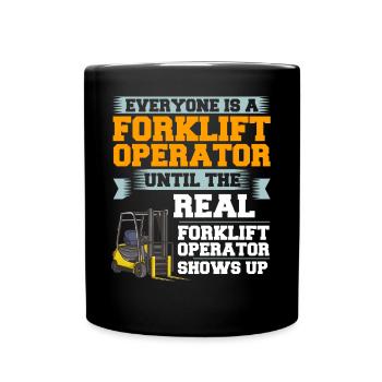 Gabelstapler Fahrer Stapler Hubstapler Hubwagen - Tasse einfarbig - Schwarz - Vorne
