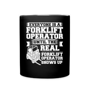 Gabelstapler Fahrer Stapler Hubstapler Hubwagen - Tasse einfarbig - Schwarz - Vorne