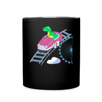 Roller Coaster T Rex Dinosaur - Full Colour Mug - black - Front
