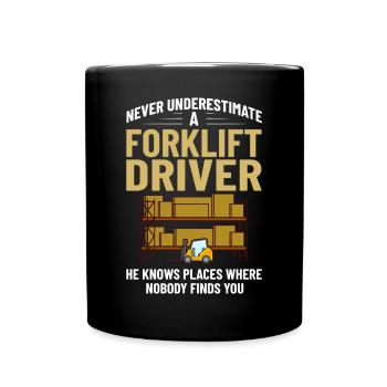 Gabelstapler Fahrer Stapler Hubstapler Hubwagen - Tasse einfarbig - Schwarz - Vorne