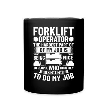 Gabelstapler Fahrer Stapler Hubstapler Hubwagen - Tasse einfarbig - Schwarz - Vorne